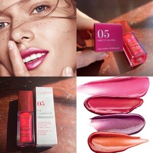 NWT Clarins Lip Comfort Oil Shimmer Lip Gloss Full Size 0.2oz Pretty In Pink 05